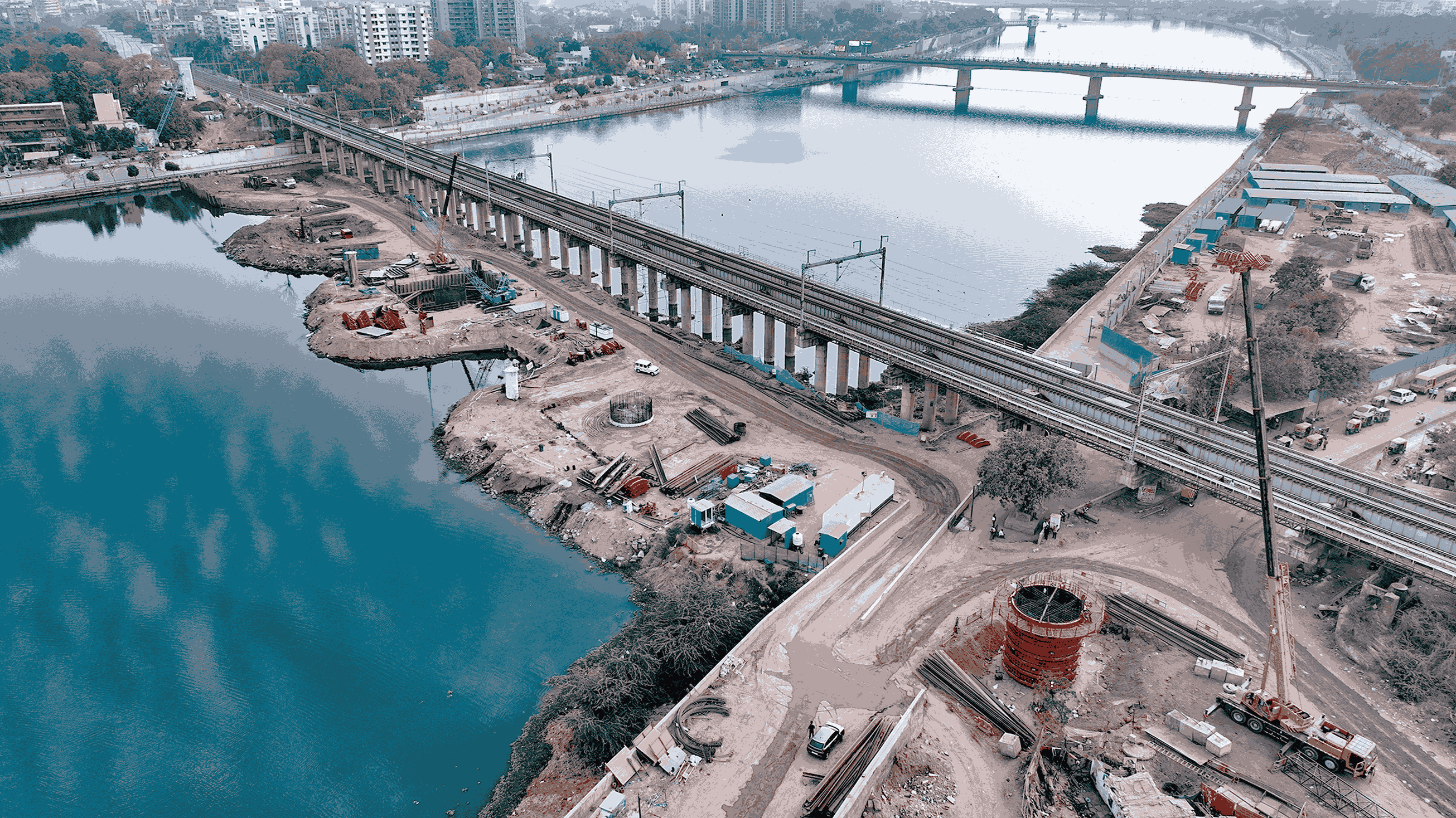 नर्मदा नदी पुल निर्माण स्थल, अगस्त 2024